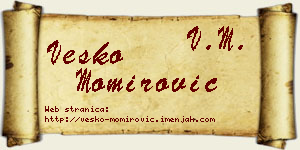 Vesko Momirović vizit kartica
